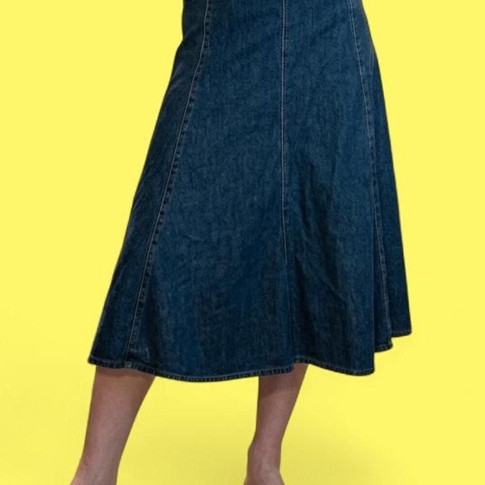 Y2K Jones New York Panelled Denim Skirt - Dark Blue Jean Midi, Sz 10